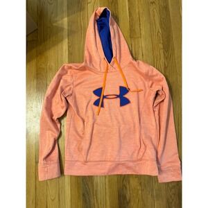 Under Armour Women Orange Blue Logo Hoodie Sweatshirt Athletic Comfort Size Smal